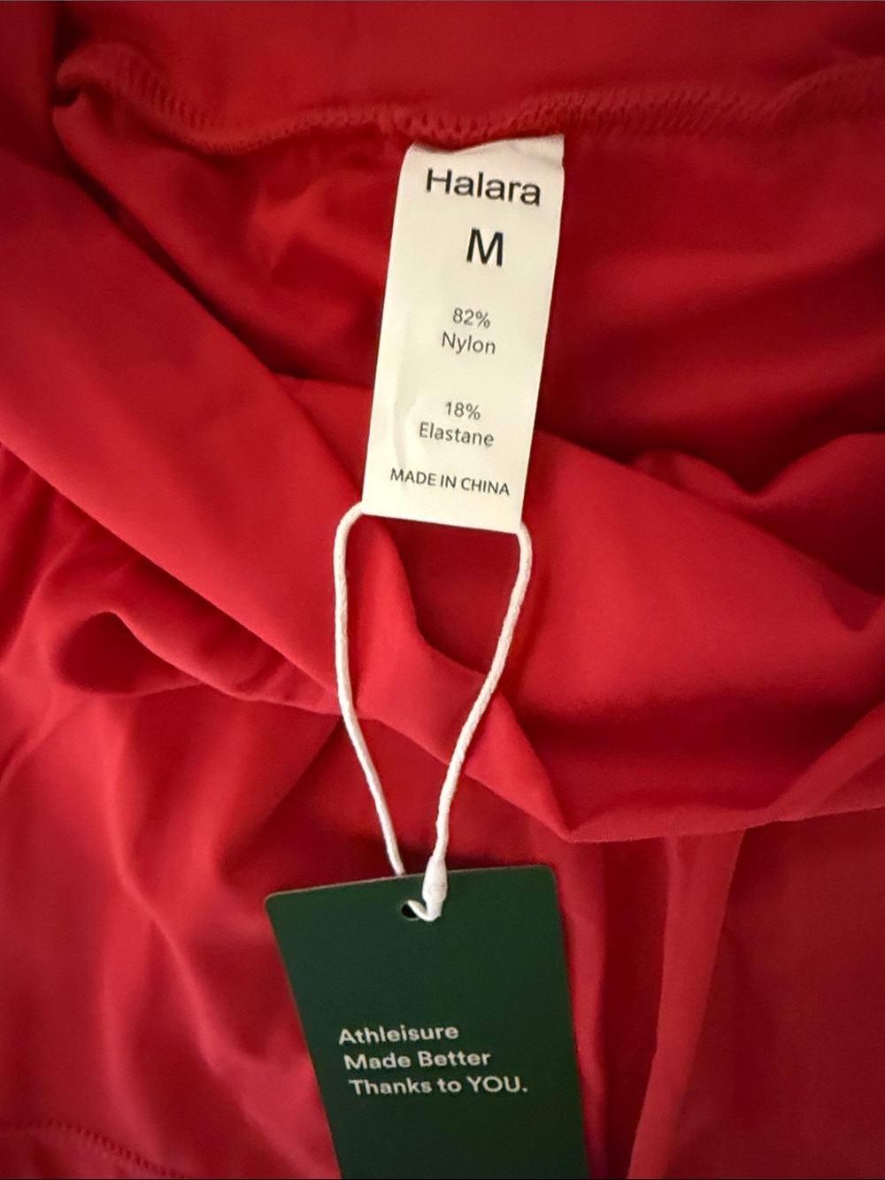 Halara- High-Waist Red Women’s Athletic Shorts with Built in short - Picture 4 of 4